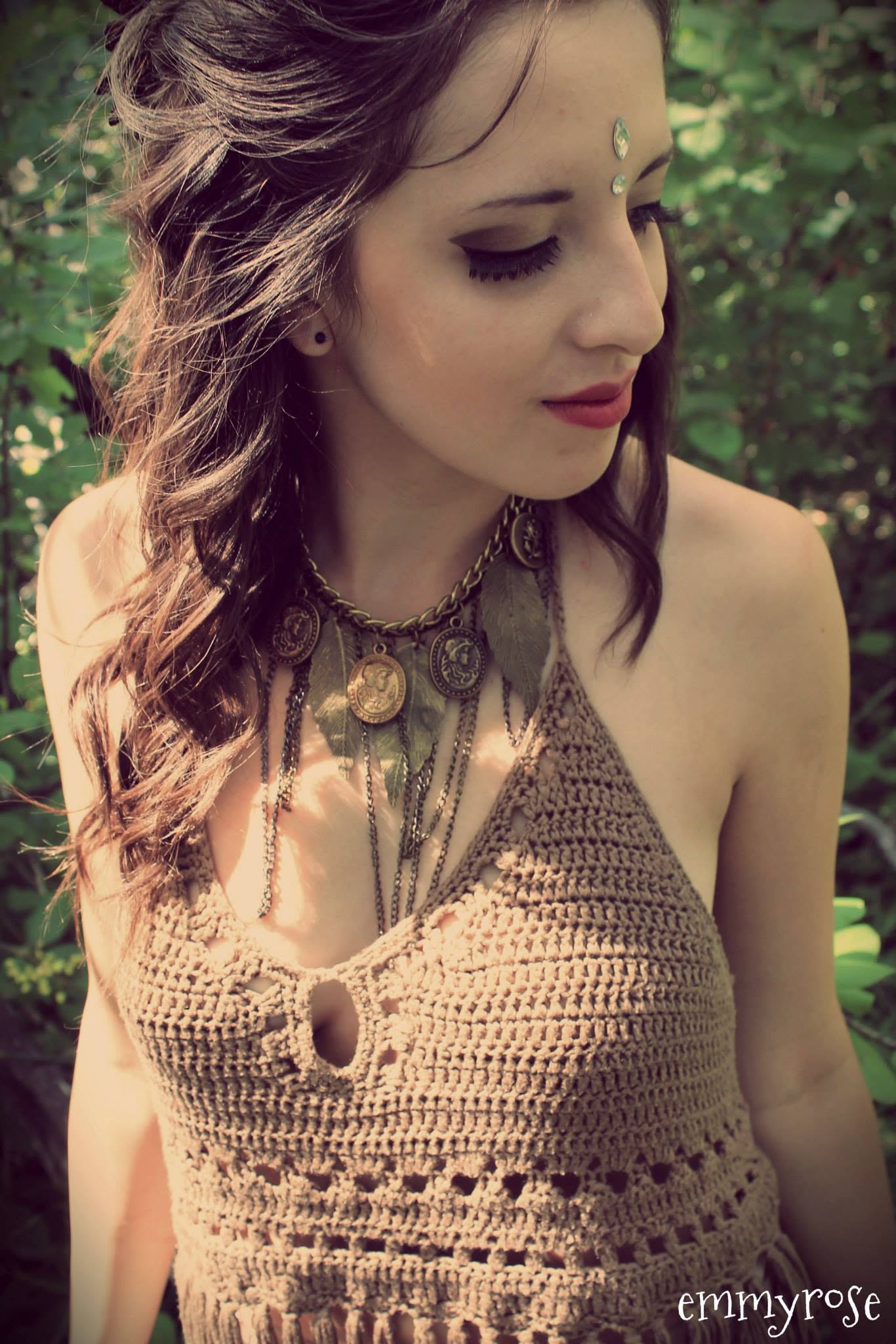 Styled creative portrait in forest light